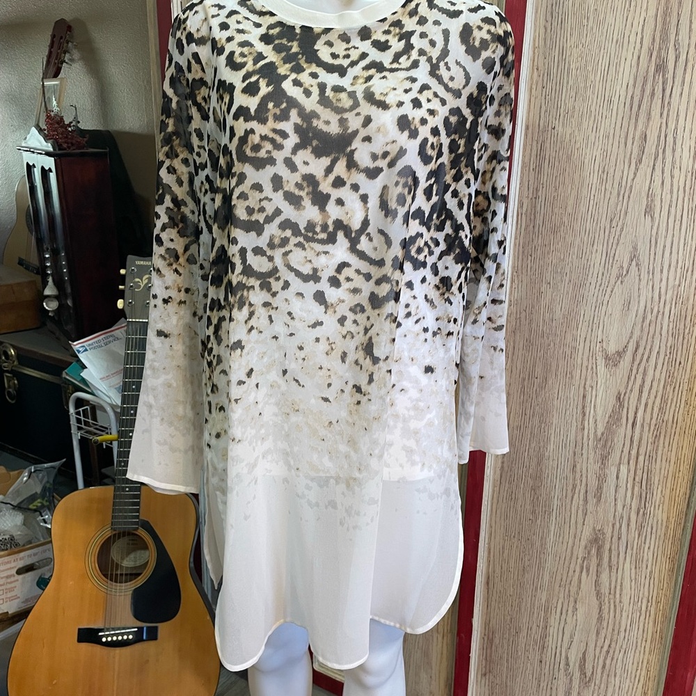 Calvin Klein Animal Print Sheer Tunic